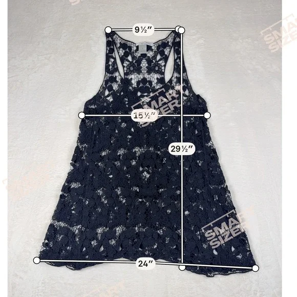 Alberto Makali Black Floral Crochet Tank Top Cotton Womens Small - Picture 7 of 7